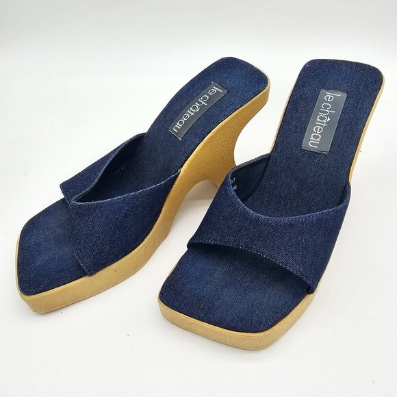 Le Chateau Women's Platform Chunky Heel Jean Slip On, Size 6 - Picture 11 of 14